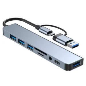 Hub USB-C 8 em 1 com Leitor de Cartão