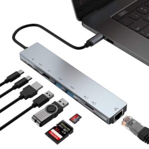 Selas Loja Online de Produtos Diversos 155 Docking Station USB-C WC7367 8 em 1 (87W) – HUB Tipo-C com HDMI, RJ45, USB, SD TF