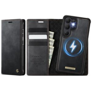 Selas Loja Online de Produtos Diversos 164 Capa Carteira Removível em Couro com Bloqueio RFID Magnético CaseMe C49 para Samsung Galaxy S26 Ultra 5G (Preta)