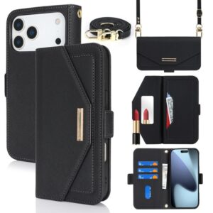 Selas Loja Online de Produtos Diversos 157 Capa de celular transversal em couro com textura cruzada para iPhone 17 Pro Max (preta)