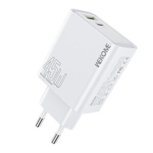 Selas Loja Online de Produtos Diversos 153 Carregador Rápido WK Kinkong Flash Charge 45W USB + USB-C (WP-U64) – Plugue UE