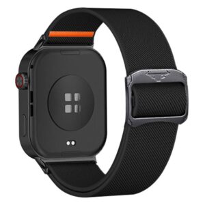 Selas Loja Online de Produtos Diversos 152 Pulseira Elástica de Nylon Preta com Fivela de Bolinha para Xiaomi Band 10 Pro Redmi Watch 6 e 5