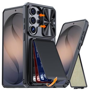 Selas Loja Online de Produtos Diversos 153 Capa Híbrida Antichoque com Porta-Cartão e Proteção de Câmara para Samsung Galaxy S26 Ultra 5G – Preta 1