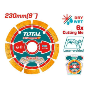 Selas Loja Online de Produtos Diversos 154 Disco Diamantado Segmentado TOTAL TAC2172301 9″ – Para Concreto, Tijolo, Mármore, Granito e Pedra